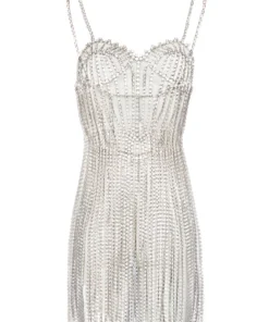 Area Crystal Bustier Fringe Dress