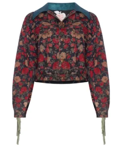 Momma's Blues 'Temptation' Floral Fringed Jacket With Apple And Serpent