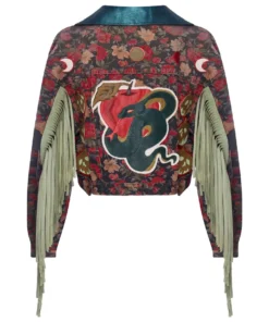 Momma's Blues 'Temptation' Floral Fringed Jacket With Apple And Serpent